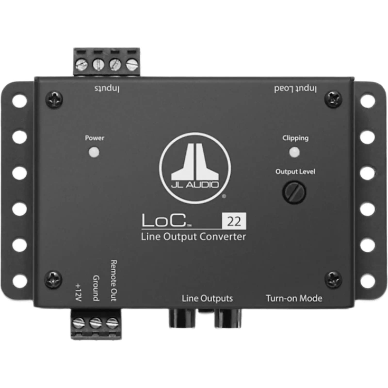Convertidor de Salida de Línea de Vehículo JL Audio LoC-22 / 2 Canales de Entrada / 2 Canales de Salida / Alimentación 9-16 V CC / Salida Máxima 8 V RMS / Relación S/N 118 dB / Respuesta de Frecuencia 3 Hz-32 kHz / Fusib