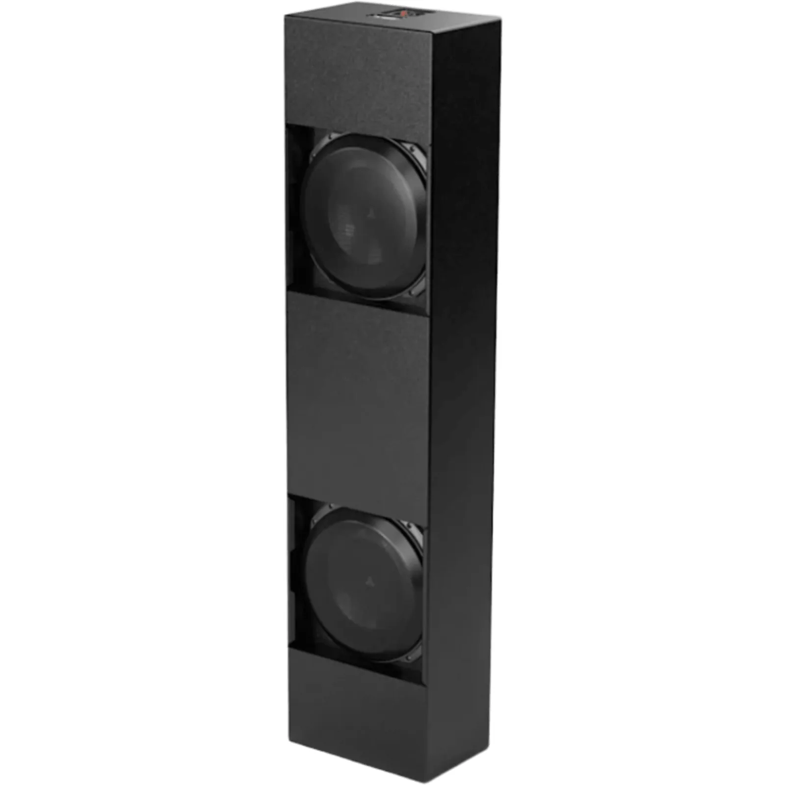 Subwoofer de Cine Personalizado / Dual 13.5″ / Carcasa Sellada Profunda 9″ (229 mm) / Dimensiones 1504 x 356 x 229 mm (59.20 x 14 x 9 in) / Potencia RMS 2000 W / Respuesta de Frecuencia 22 Hz-150 Hz / Acabado Texturizado Negro / Rejillas Inclu