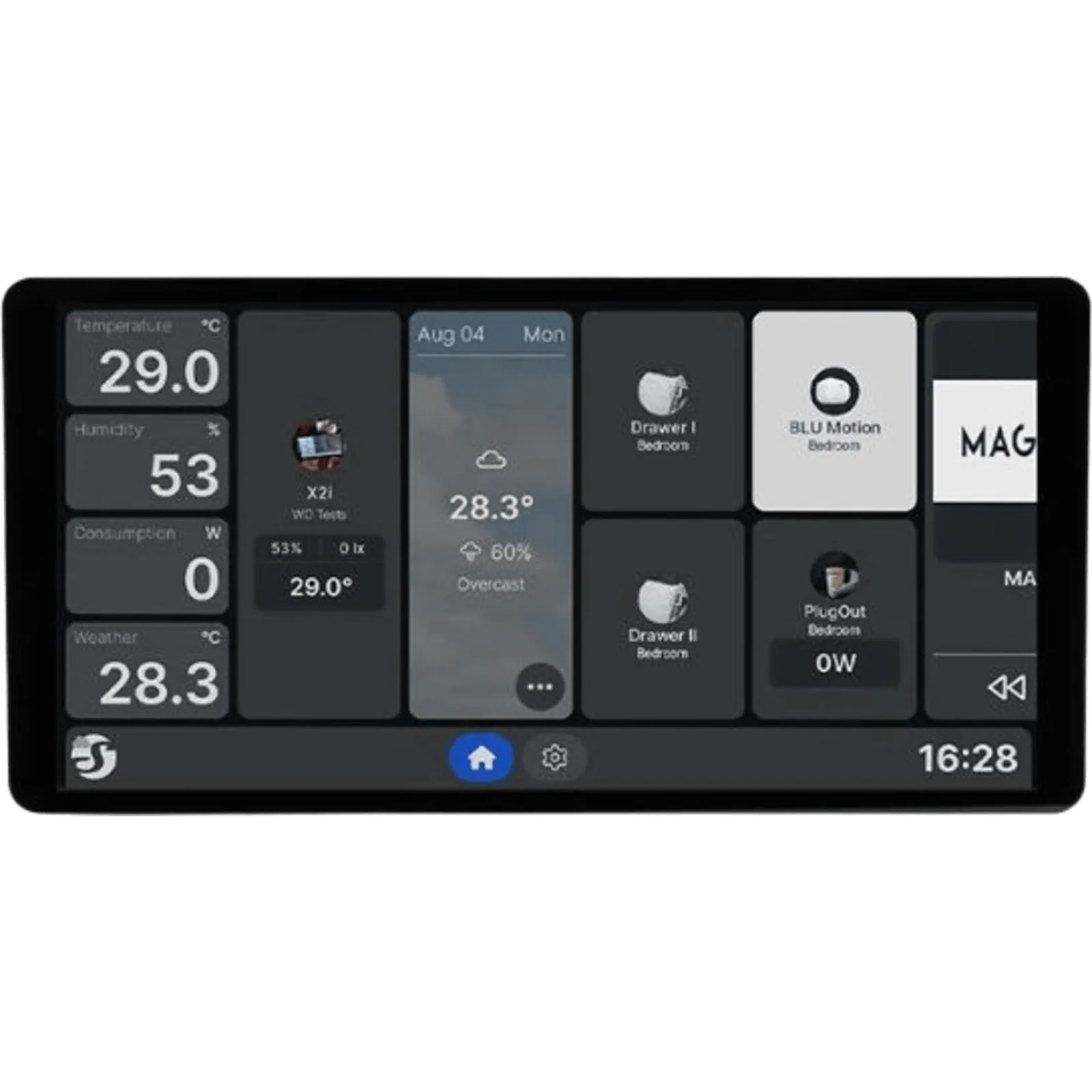Panel de Control Inteligente para Hogar / Pantalla Táctil 6,95 pulgadas / Resolución 1440 x 720 px / S.O. Android/ Wi-Fi / Bluetooth 5 / Sensor de Luz y Proximidad