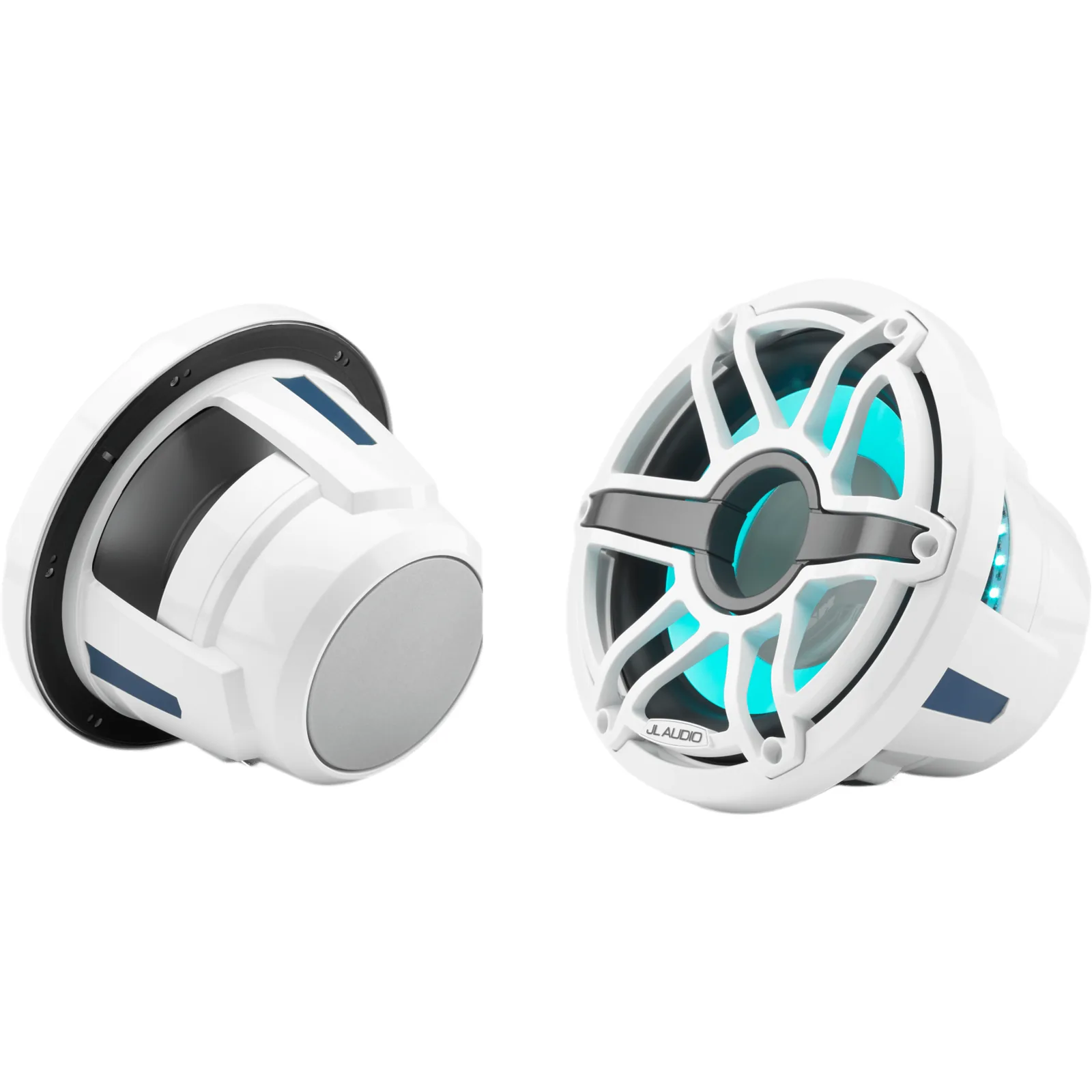 Subwoofer Náutico 10" (25.4 cm) / JL Audio M6 / LED Transflective / Rejilla Deportiva Blanca / 250 W RMS / 4 &Omega; / Uso Cerrado / Cono de Polipropileno Relleno de Mica / Montaje 150 mm (5.90 in) / Náutico