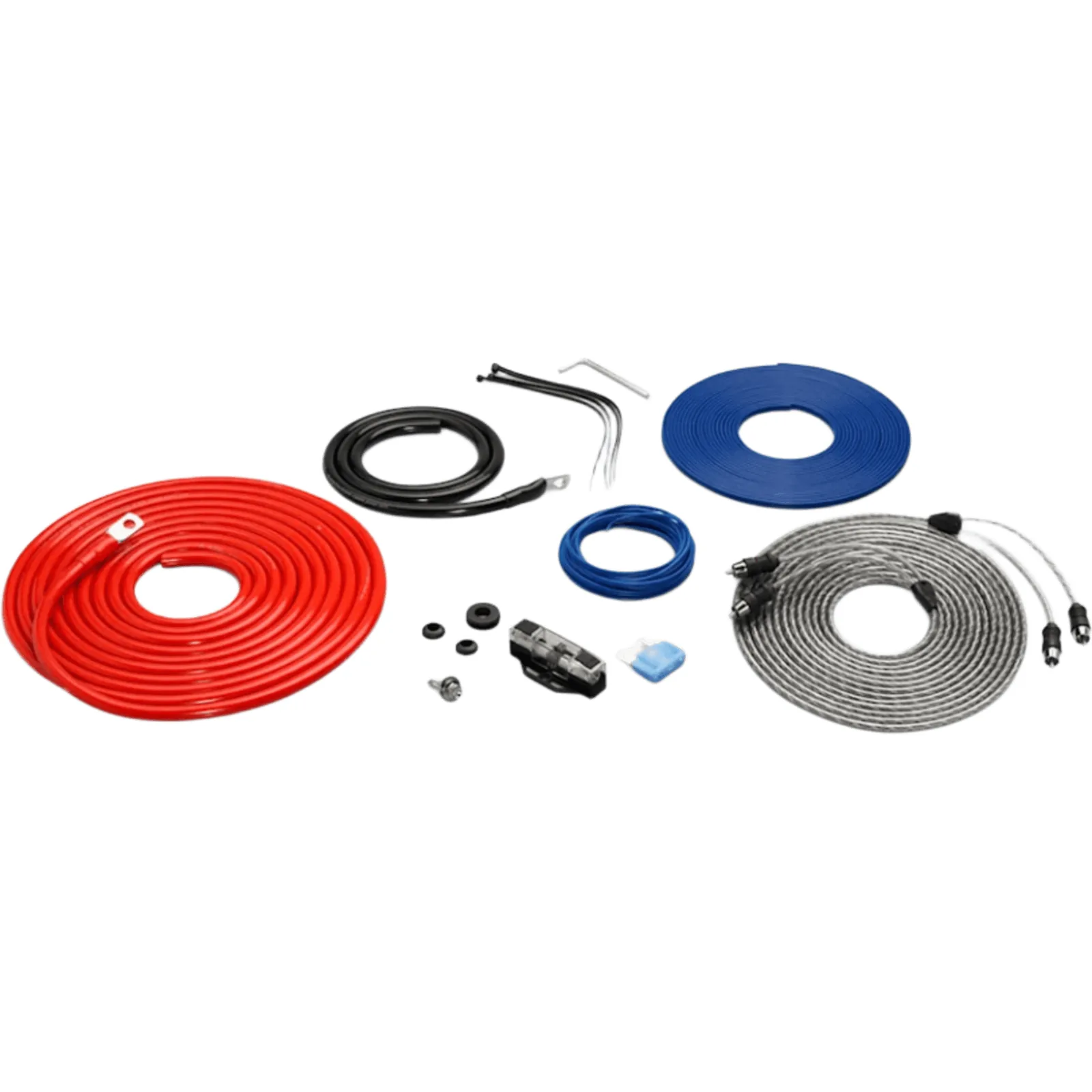 Kit de Conexión para Amplificador / Capacidad 60 A / 1 Amplificador Compatible / Rango de Fusible Recomendado 30 a 60 A / Cable de Alimentación 5.18 m (17 ft) / Cable de Tierra 0.91 m (3 ft) / Cable de Encendido Remoto 5.18 m (17 ft) / Cable