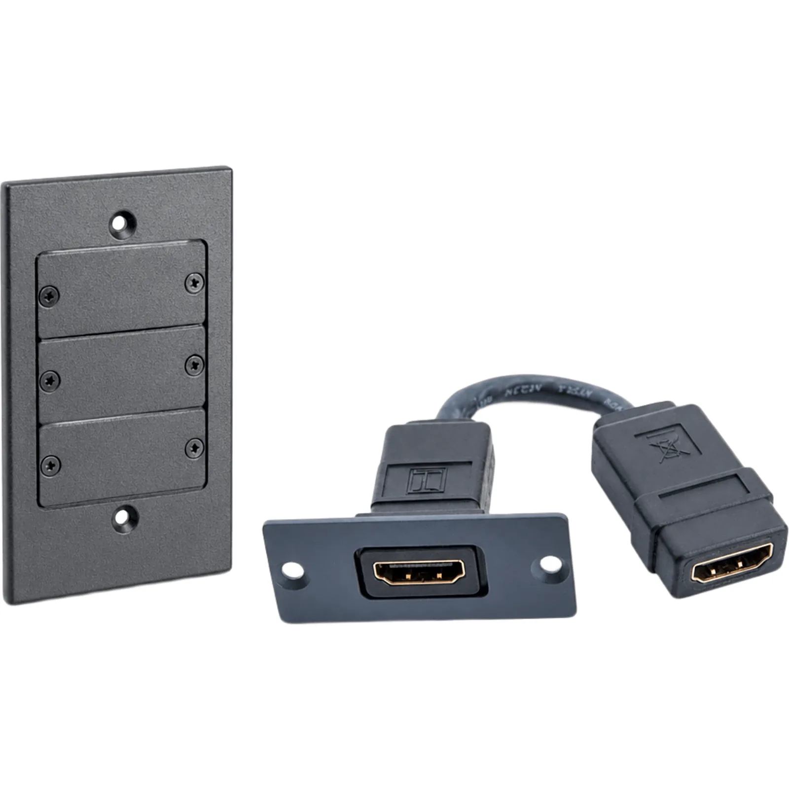 Kit Wall Plate HDMI | Frame 1 Gang METAL Versión USA | Inserción HDMI Espacio Simple | Incluye Inserciones en y Tornillos | Negro