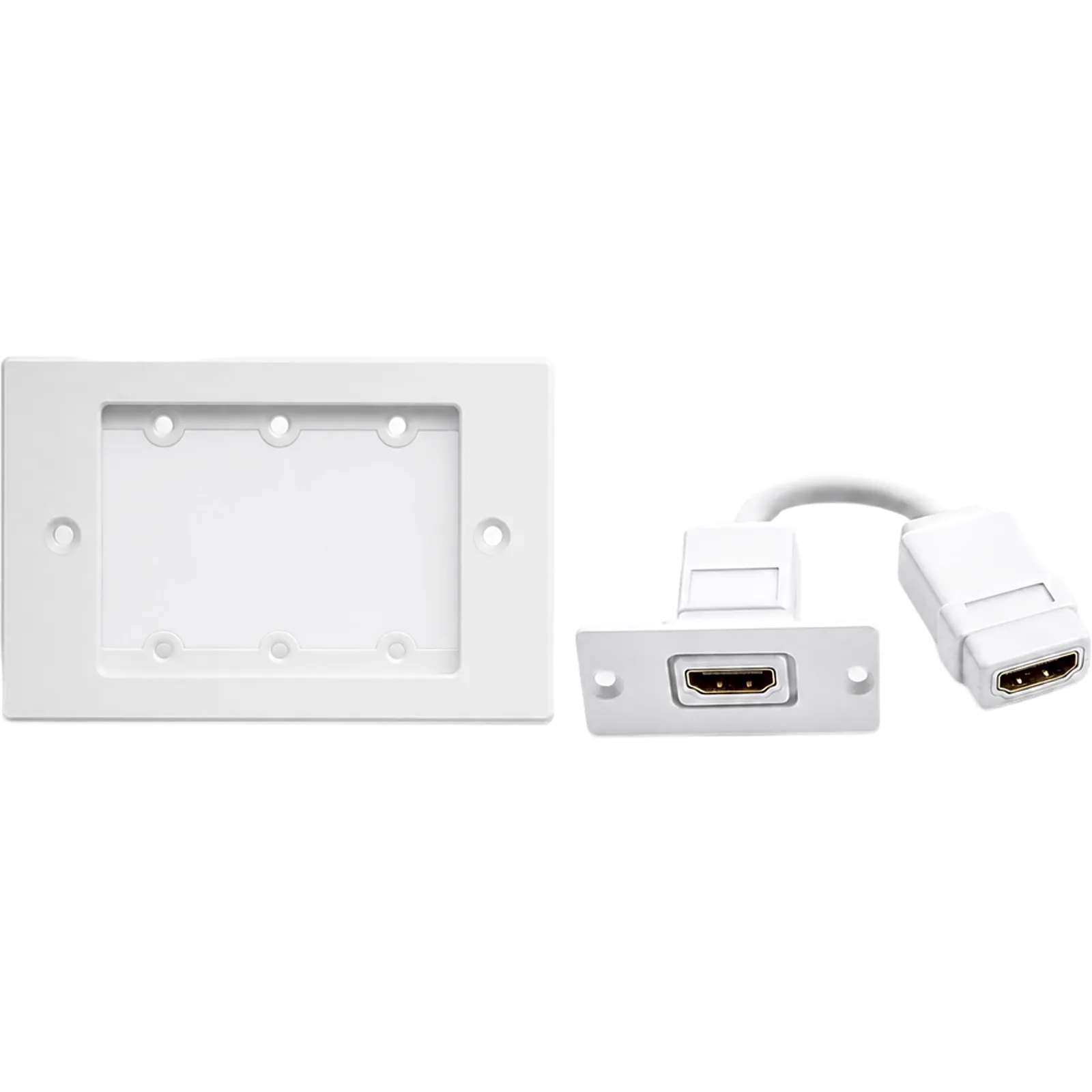 Kit Wall Plate HDMI | Frame 1 Gang METAL Versión USA | Inserción HDMI Espacio Simple | Incluye Inserciones en y Tornillos | Blanco