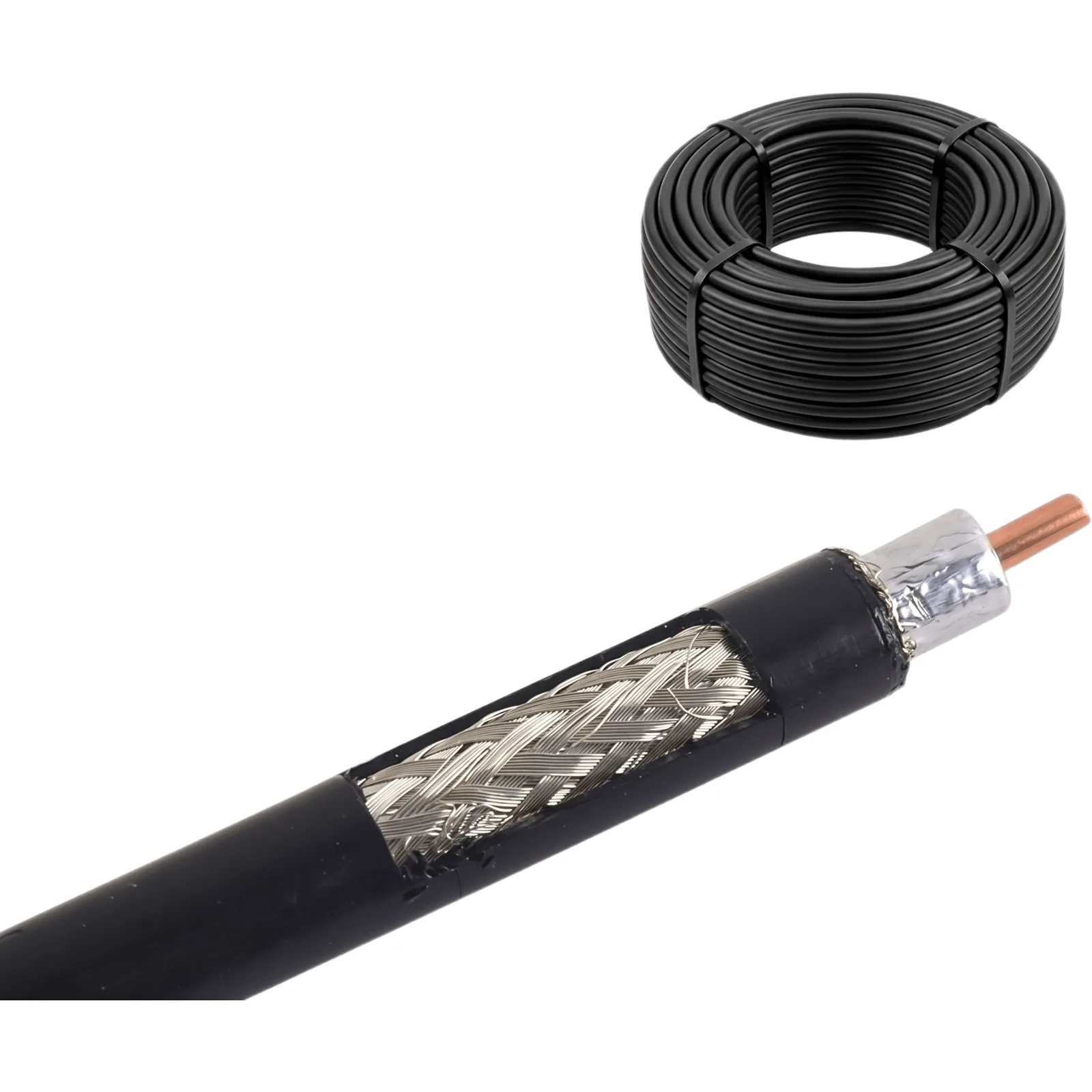 Rollo de 100 metros de Cable Coaxial Tipo RG-8 LMR400 de Baja Pérdida, 50 Ohms