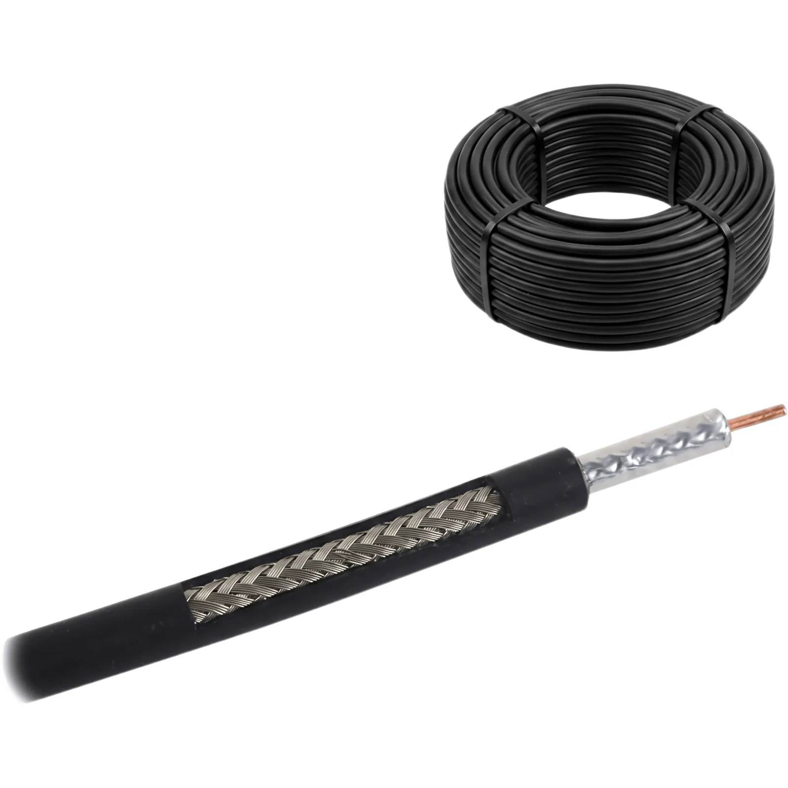Rollo de 50 Metros de Cable Coaxial Tipo RG-58, LMR-195, Baja Pérdida de 50 Ohms, Conductor de Cobre Sólido