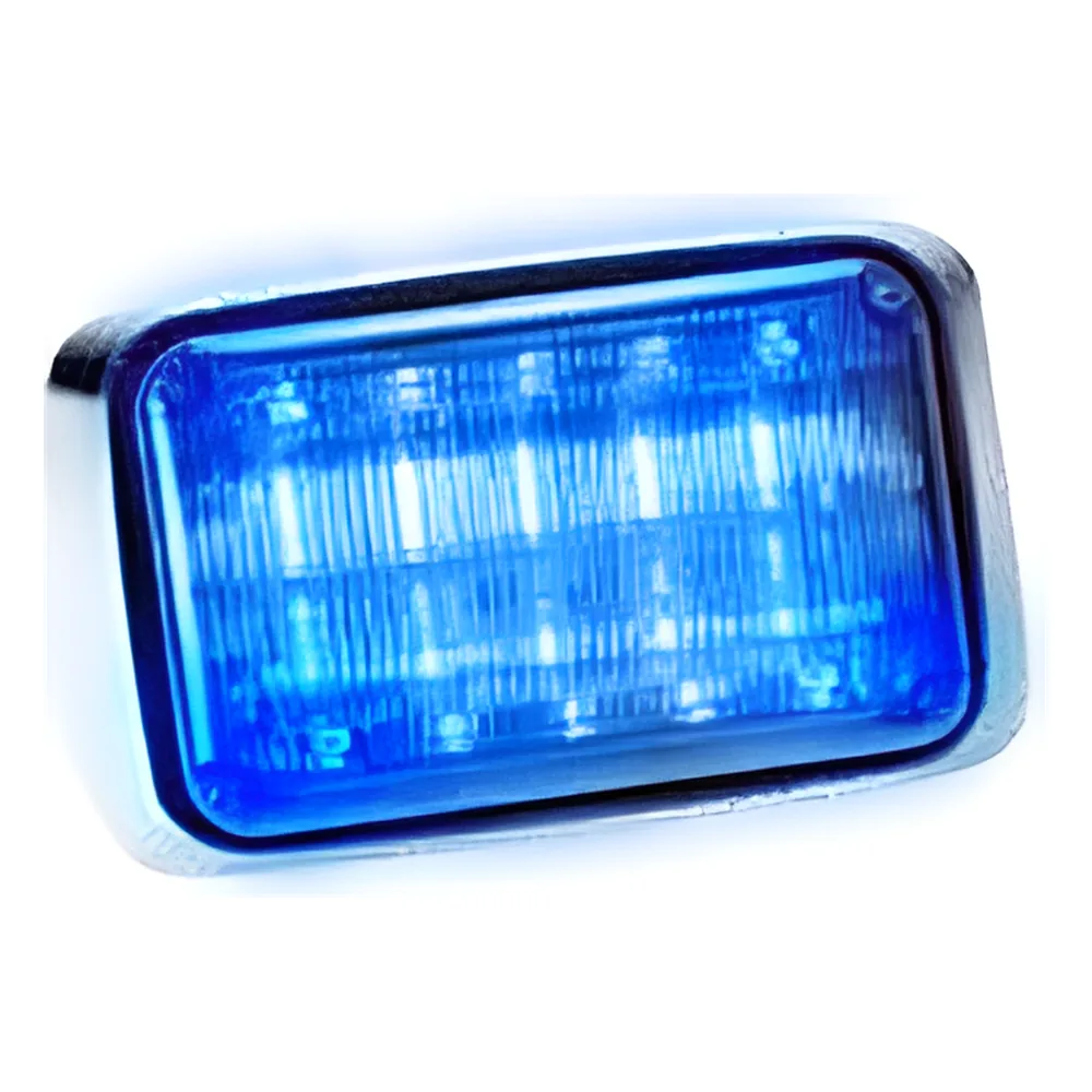 Luz de advertencia Quadraflare LED con flasher integrado y mica transparente, color azul