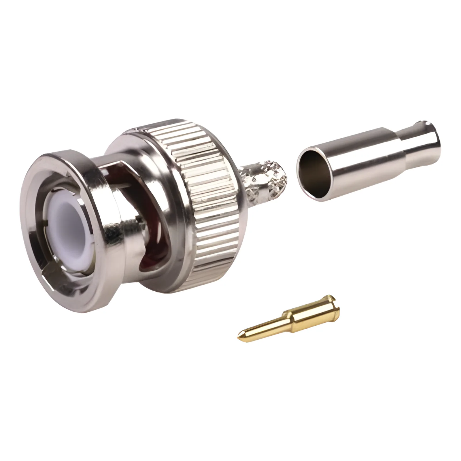 Conector BNC Macho de Anillo Plegable para Cables RG-174/U, 8216, Niquel/ Oro/ Teflón.