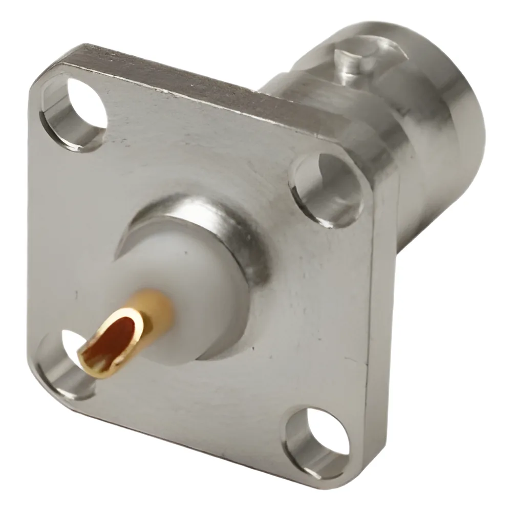 Conector BNC hembra, montaje en panel de 4 perforaciones a 13 mm