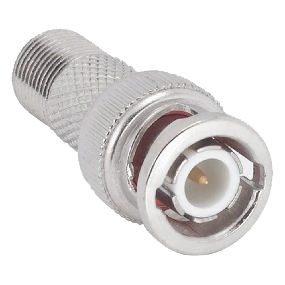 Adaptador en Linea para Video, de Conector BNC Macho a F Hembra, 50 Ohm, Níquel/Oro/Teflón.