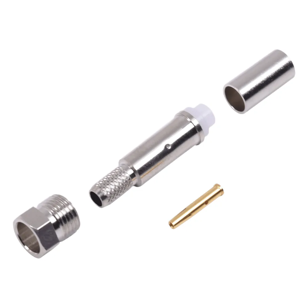 Conector FME Hembra de Anillo Plegable para Cable RG-58/U, Níquel/ Oro/ Teflón.