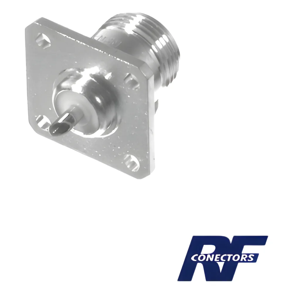 Conector N Hembra, montaje chasis de 4 perforaciones a 18 mm.