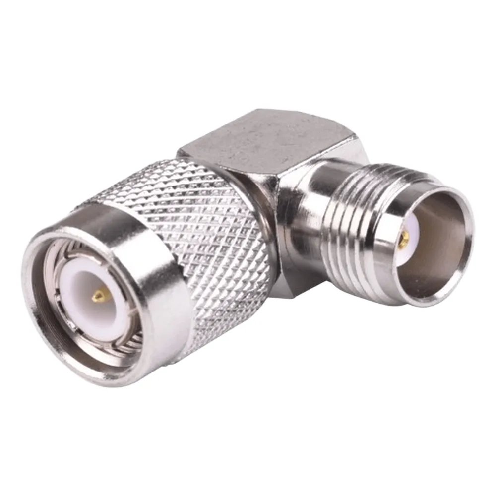 Adaptador en Ángulo Recto de Conector TNC Macho a TNC Hembra, Níquel/ Oro/ Teflón.