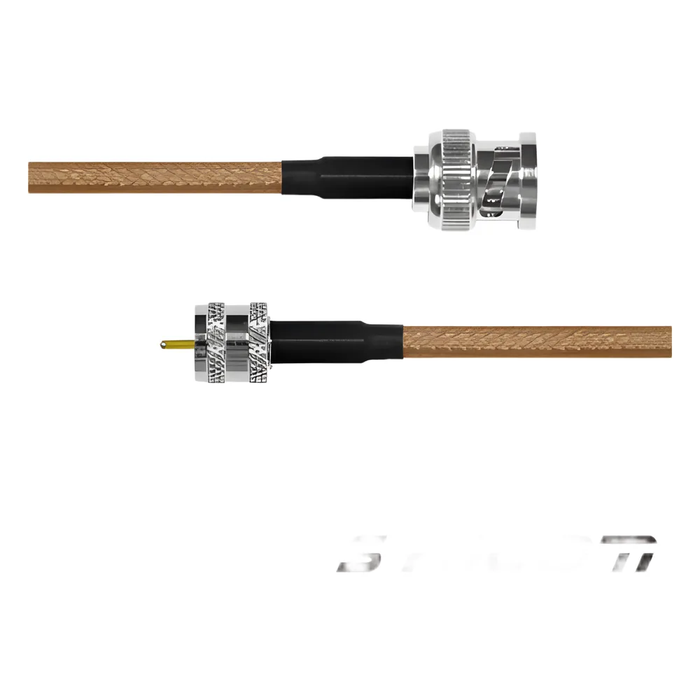Cable Coaxial RG-142/U de 60 cm. para 50 Ohm, con Conectores BNC Macho a Mini UHF Macho.