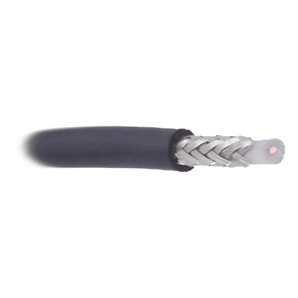 Retazo de 10 mts de cable con blindaje de mylar aluminizada y malla doble blindaje + de 90% de cobre estañado, aislamiento de polietileno semi-sólido.