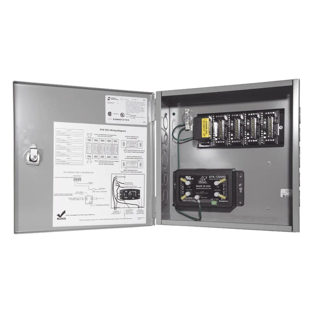 Protector "todo en uno" alimentación 120 Vca, base para 5 módulos DTK-2MHLP para lazos SLC/IDC/NAC.