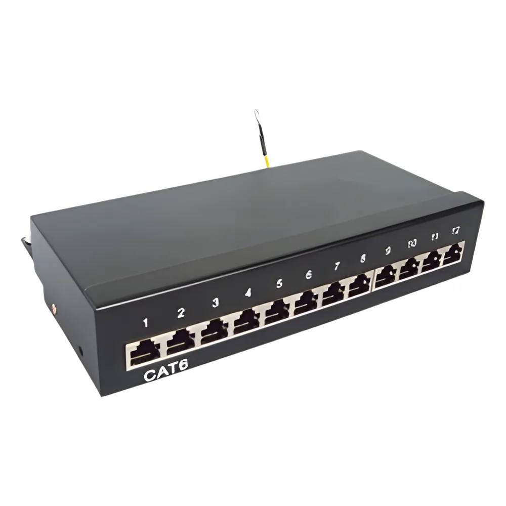 Panel de parcheo de impacto (110) Blindado (STP) de 12 puertos Cat6, 10in