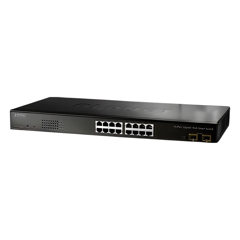 Switch gigabit administrable L2 de 16 puertos 10/100/1000 Mbps con 2 puertos gigabit/SFP compartidos