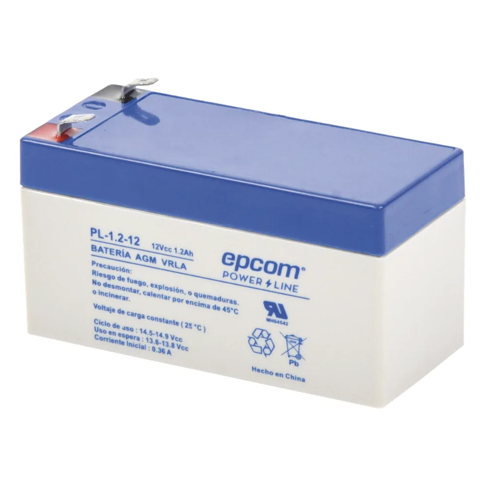 Batería 12 Vcc / 1.2 Ah / UL / Tecnología AGM-VRLA / Para uso en equipo electrónico Alarmas de intrusión / Incendio/ Control de acceso / Video Vigilancia / Terminales F1 / Cargador recomendado CHR-80.