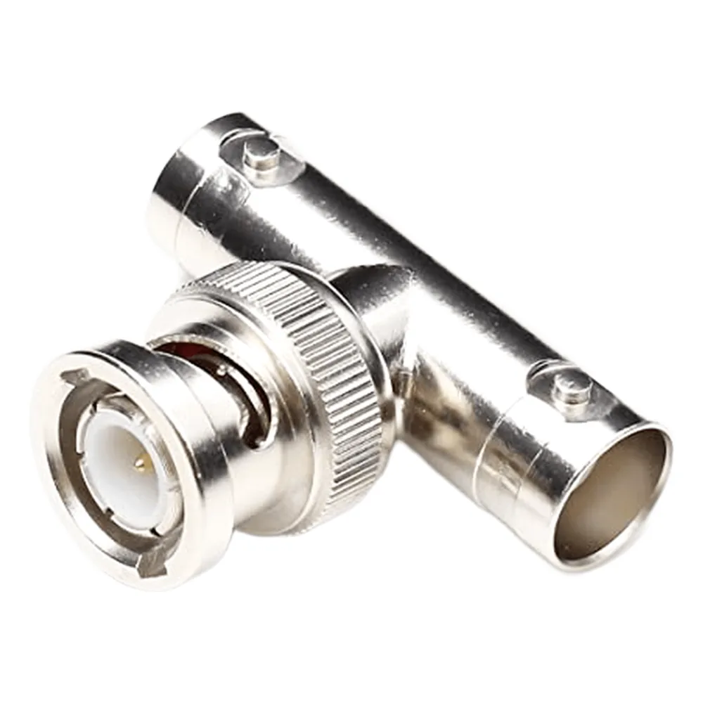 Adaptador en T para 75 Ohm de Conector BNC Macho a Doble BNC Hembra, Níquel/ Oro/ Teflón.