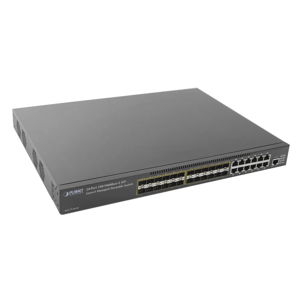 Switch Core Capa 3 de 24 Puertos SFP 1Gbps con 12 Puertos RJ-45 1Gbps Compartidos + 2 Slots de expansión