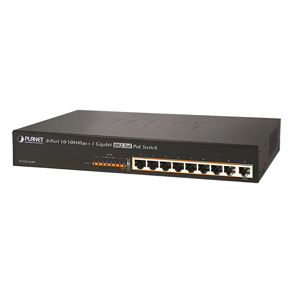 Switch no adminsitrable PoE de 8 Puertos PoE 100BaseTX + 1 Puerto 100/1000Base-T con 150W de Potencia Total