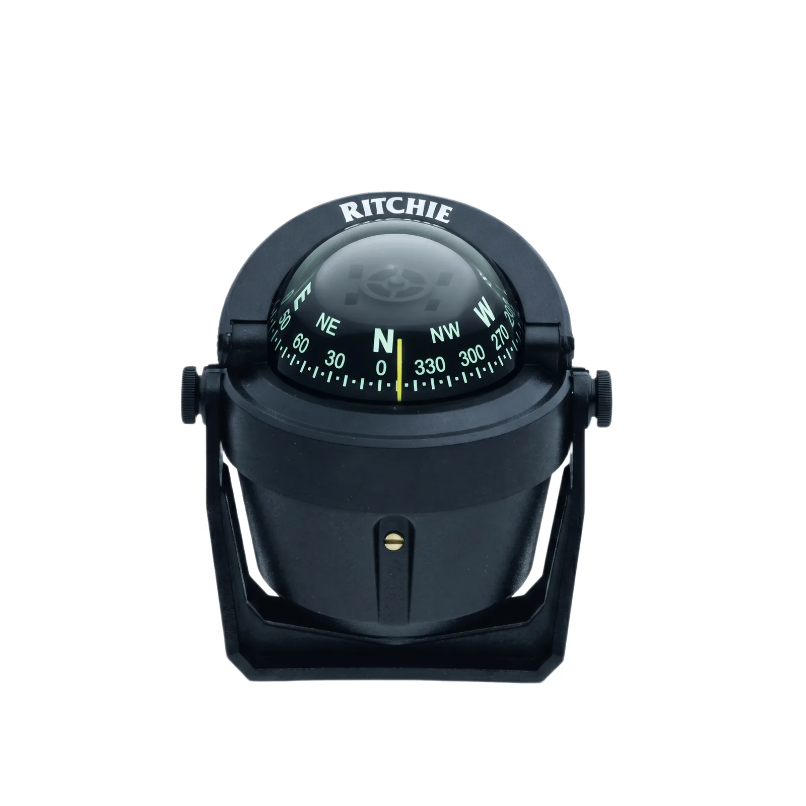 Brújula de Navegación Marítima Serie Explorer / Montaje en Bracket / Color Negro / 2 3/4" (70 mm) Direct Reading Dial / Iluminación Nocturna Verde Interna / Compensadores Integrados / Movimiento de Agujas con Rubí Z