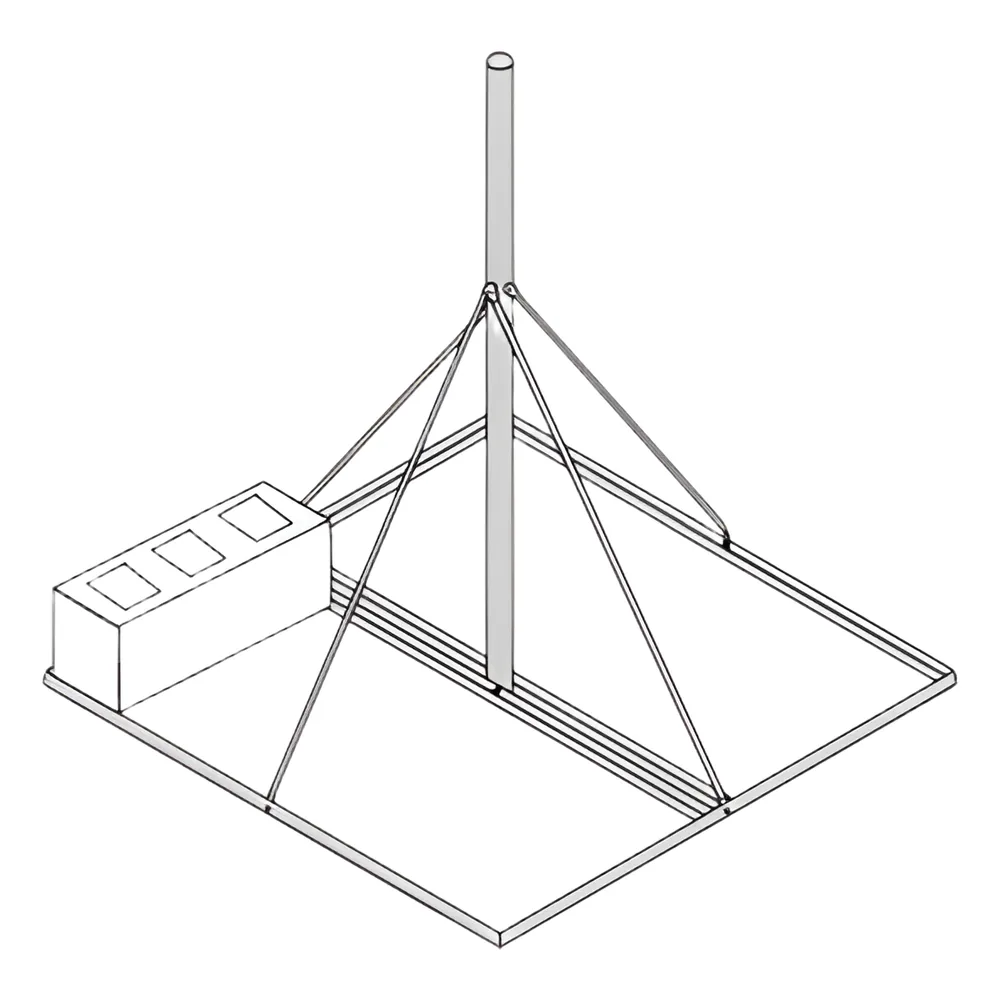 Montaje No penetrante de Techo con Mástil pregalvanizado de 1.25" diam. 1.5 m altura.