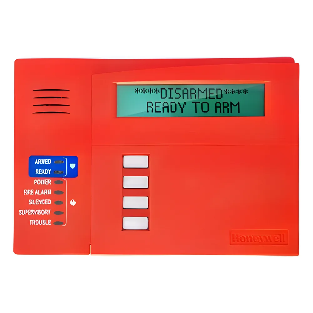 Teclado alfanumérico LCD con indicadores de incendio para paneles combinados de incendio e intrusión
