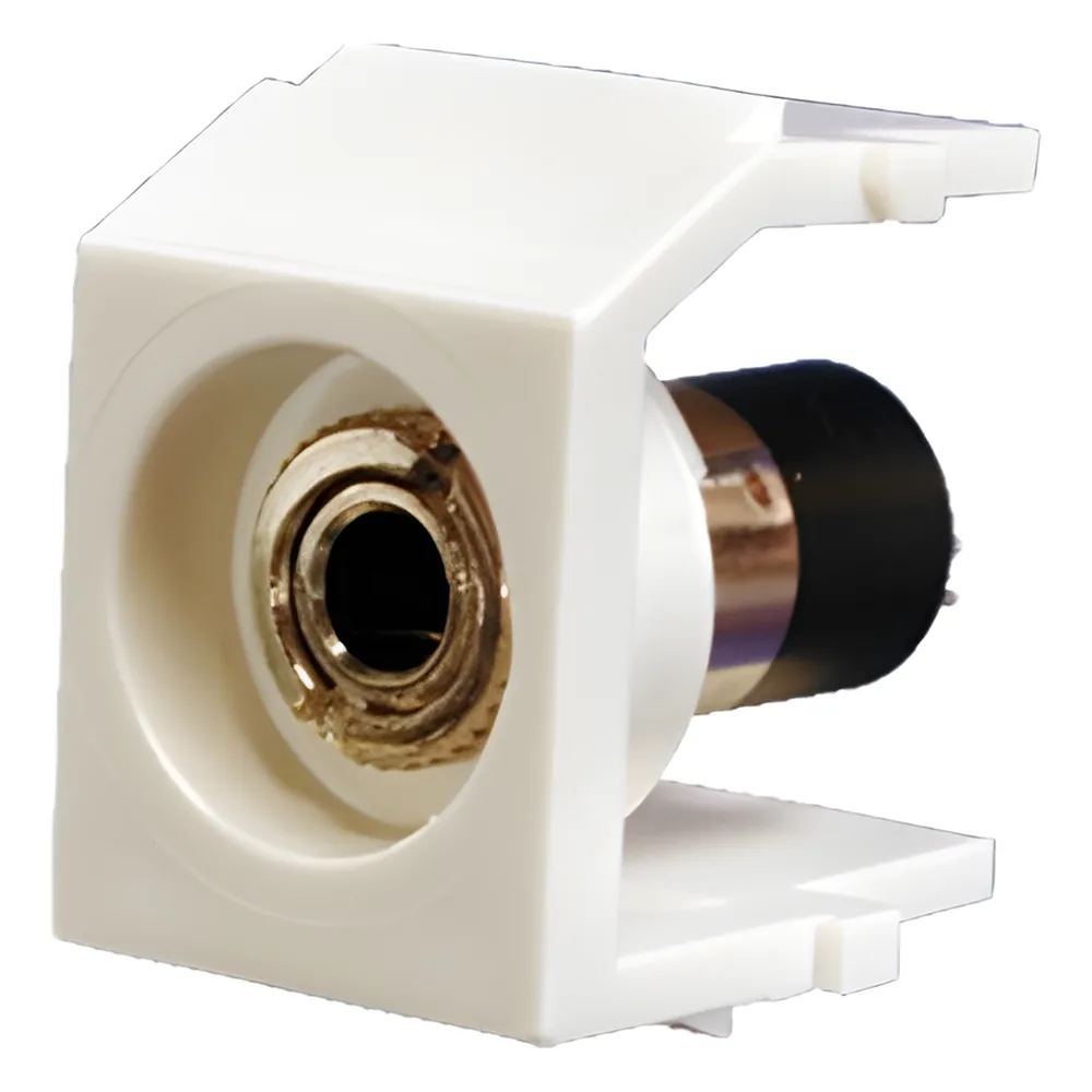 Módulo Acoplador Estéreo de 3.5mm (1/8), Tipo Keystone, Para Soldar, Color Blanco Mate