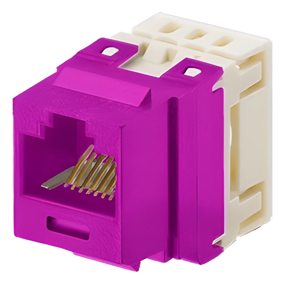 Conector Jack Estilo 110 (de Impacto), Tipo Keystone, Categoría 6, de 8 Posiciones y 8 Cables, Color Violeta