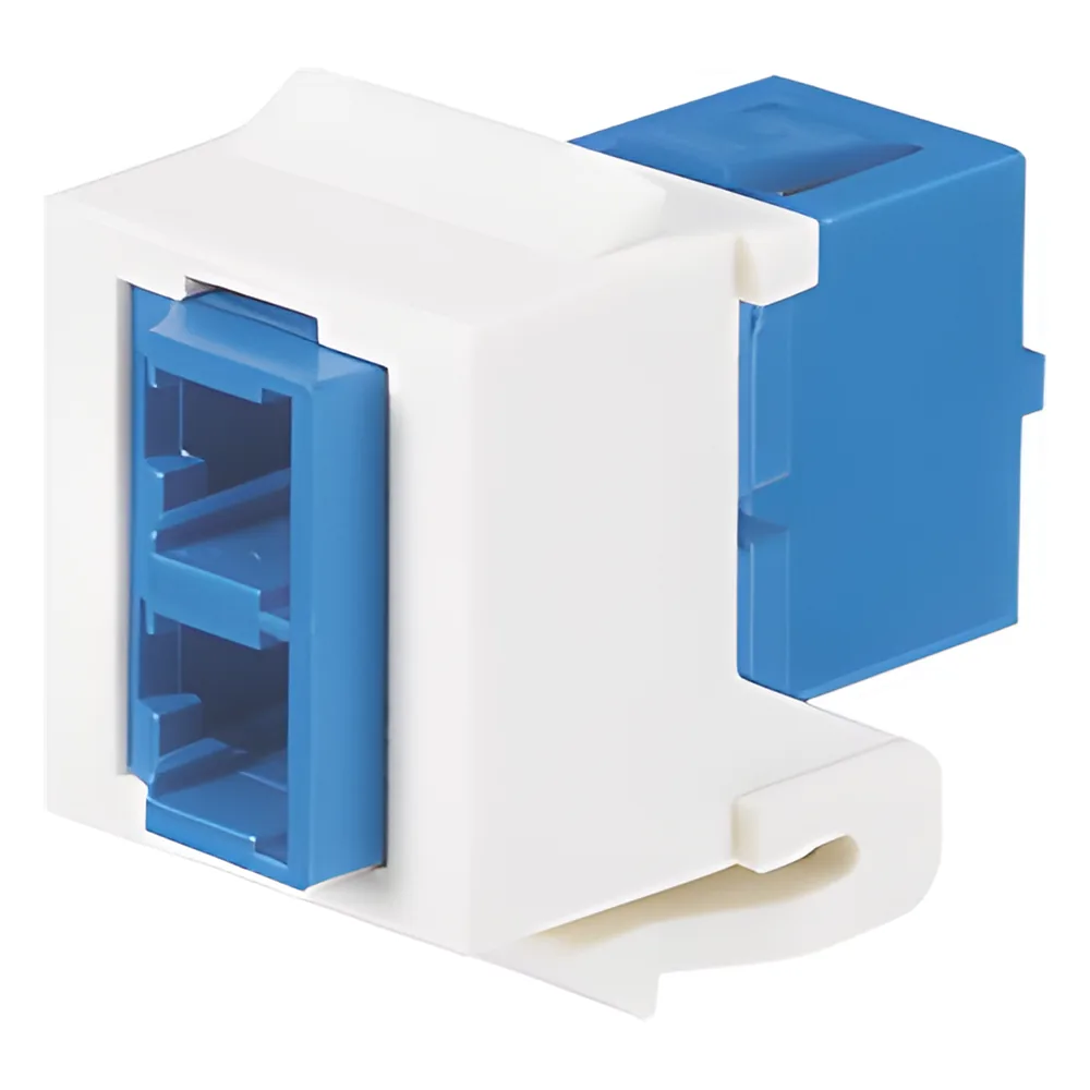 Módulo Acoplador LC Duplex, para Fibra Óptica Monomodo OS1/OS2, Tipo Keystone, Color Blanco