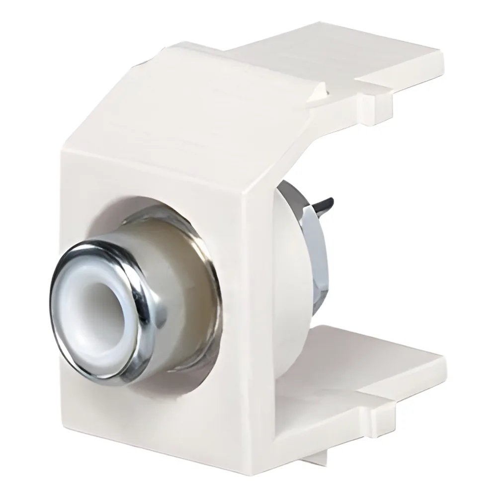 Conector RCA Tipo Keystone, con RCA para Soldar Color Blanco y Módulo Marfil