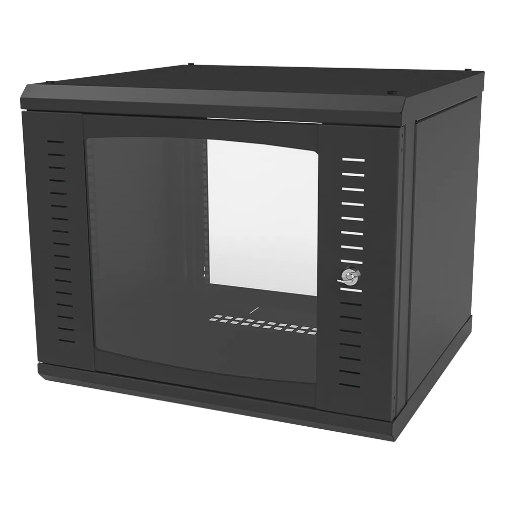 Gabinete para Montaje en Pared Fijo, con 9 Unidades de Rack, de 19in, Puerta de Cristal Templado, Fabricado en Acero