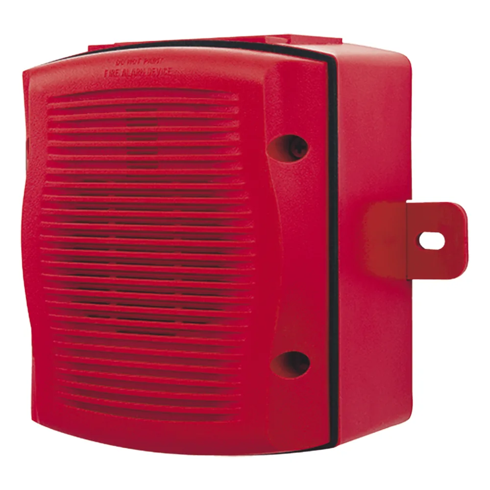 Bocina para exterior con caja intemperie, montaje en pared, voltaje dual 25/70.7 Vrms, color rojo