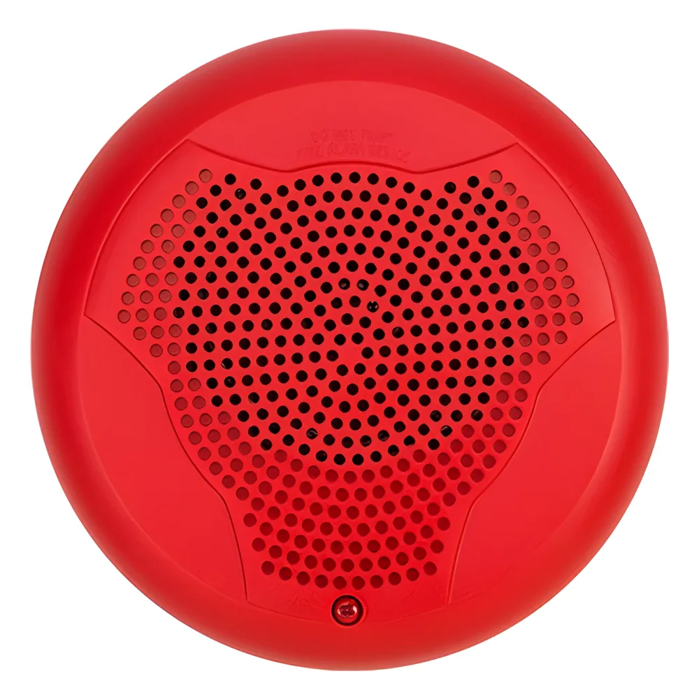 Bocina para montaje en techo, uso interior, voltaje dual 25/70.7 Vrms, color rojo
