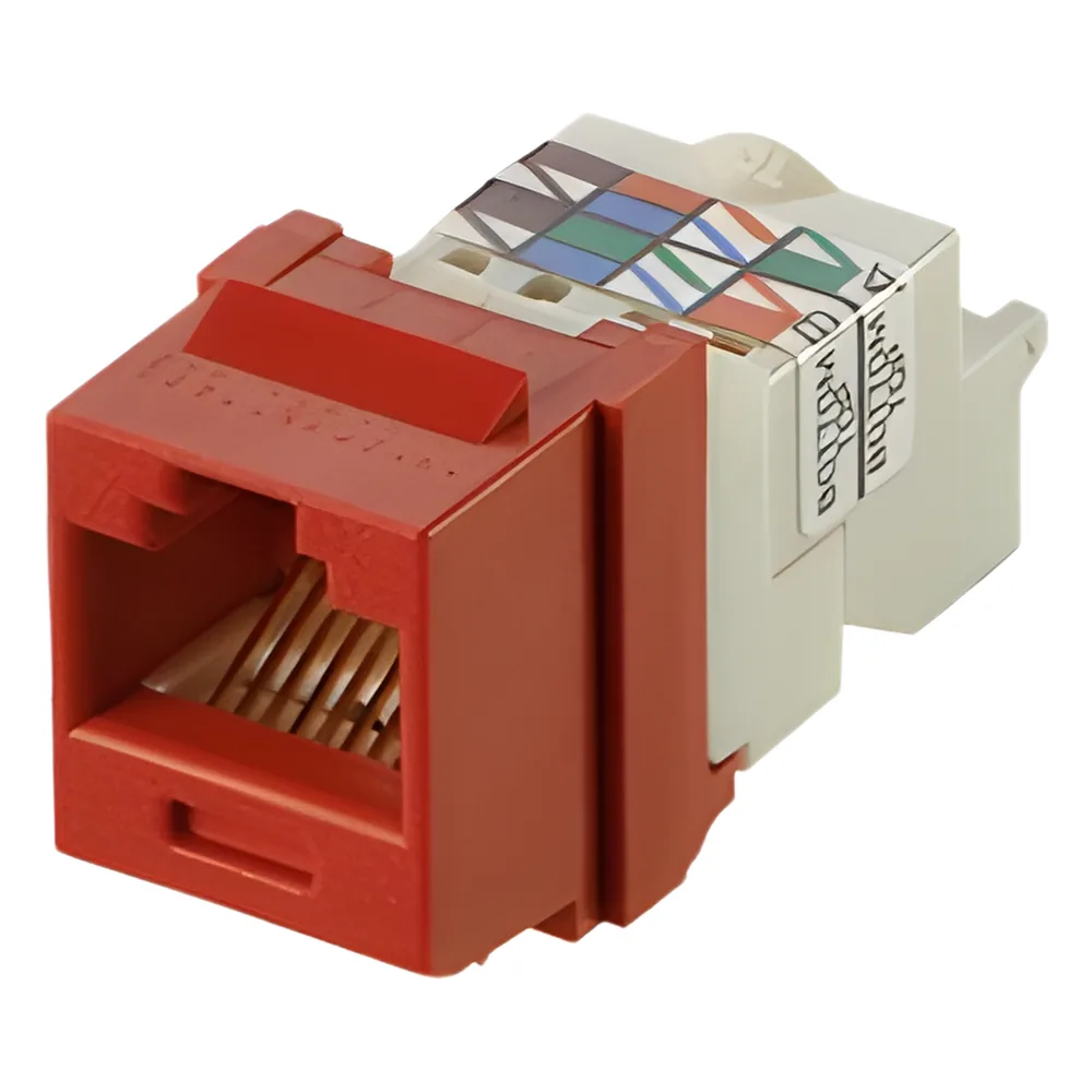 Conector Jack Estilo TP, Tipo Keystone, Categoría 6, de 8 posiciones y 8 cables, Color Rojo