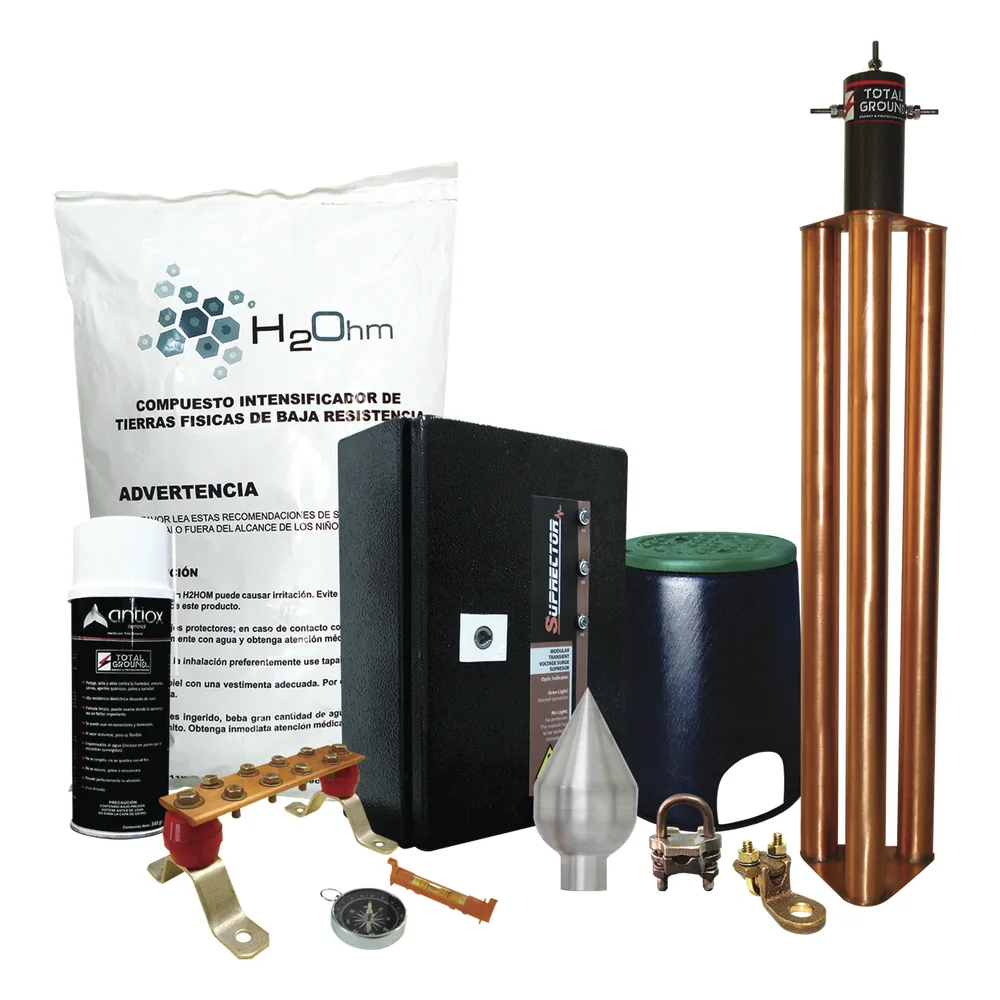 Kit con Punta Pararrayos de Aluminio y Supresor de Picos Clase B con Accesorios de Instalación.
