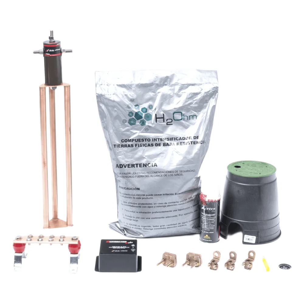 Kit de Tierra Física con Electrodo Magnetoactivo de 45 AMP Y Supresor de Picos SOHO