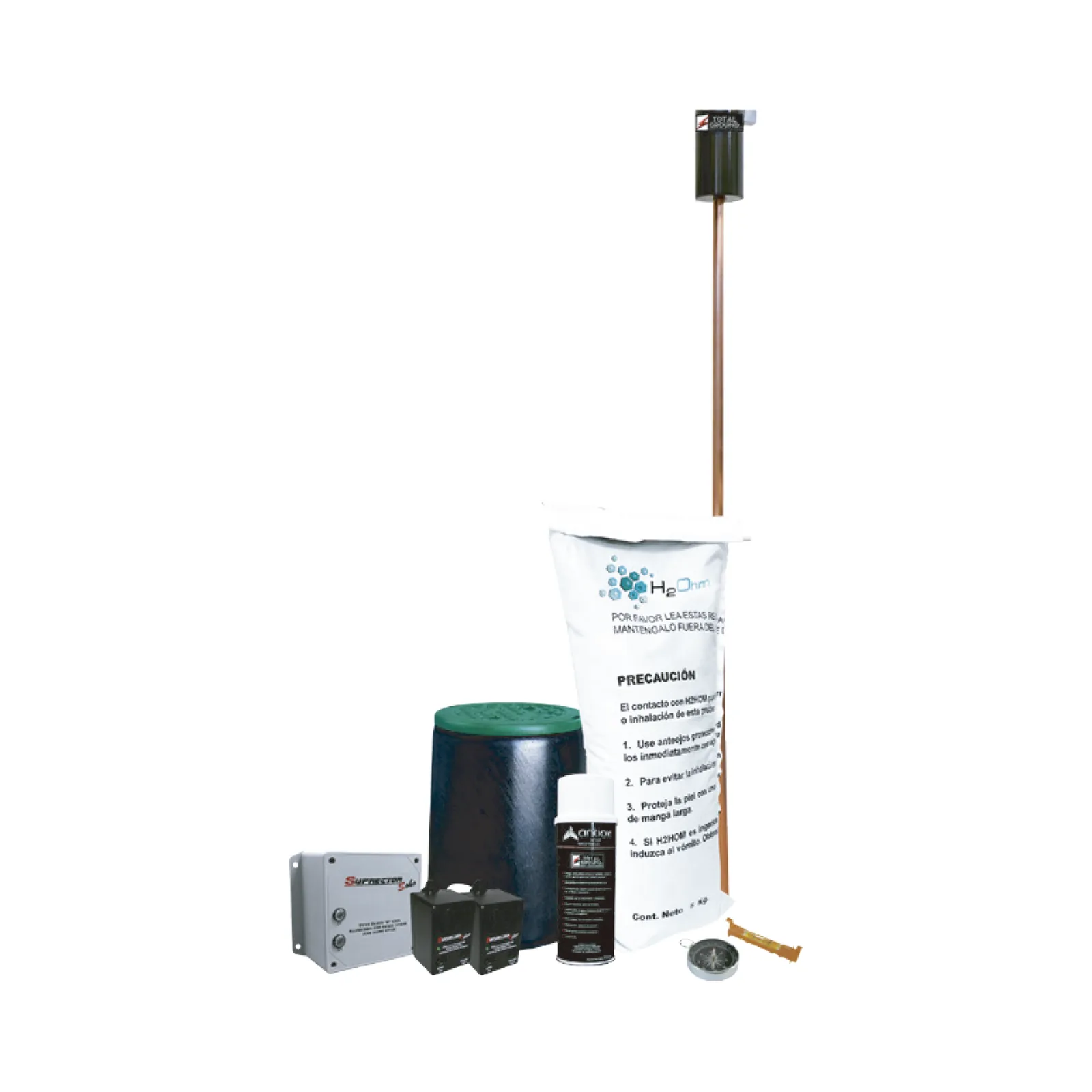 Kit de tierra física (VARIGROUND) con supresor de pico (SOHO) y accesorios de instalación.,