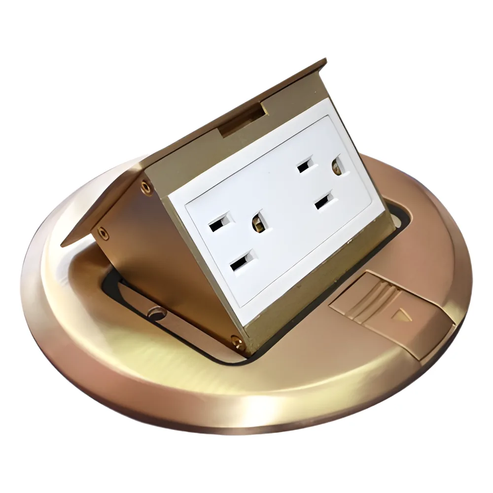 Mini caja de piso redonda de 2 contactos color bronce (11000-12101)