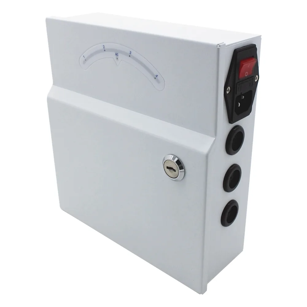 Fuente de poder profesional de 24 Vca @ 4 Amper, para 4 camaras, con voltaje de entrada de: 110 Vca