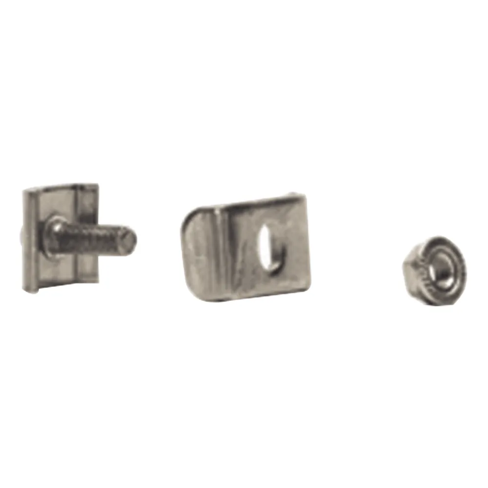 Kit 2 para unir tramos de charola, clema mediana, mas tornillo encastrado, con acabado Acero Inoxidable
