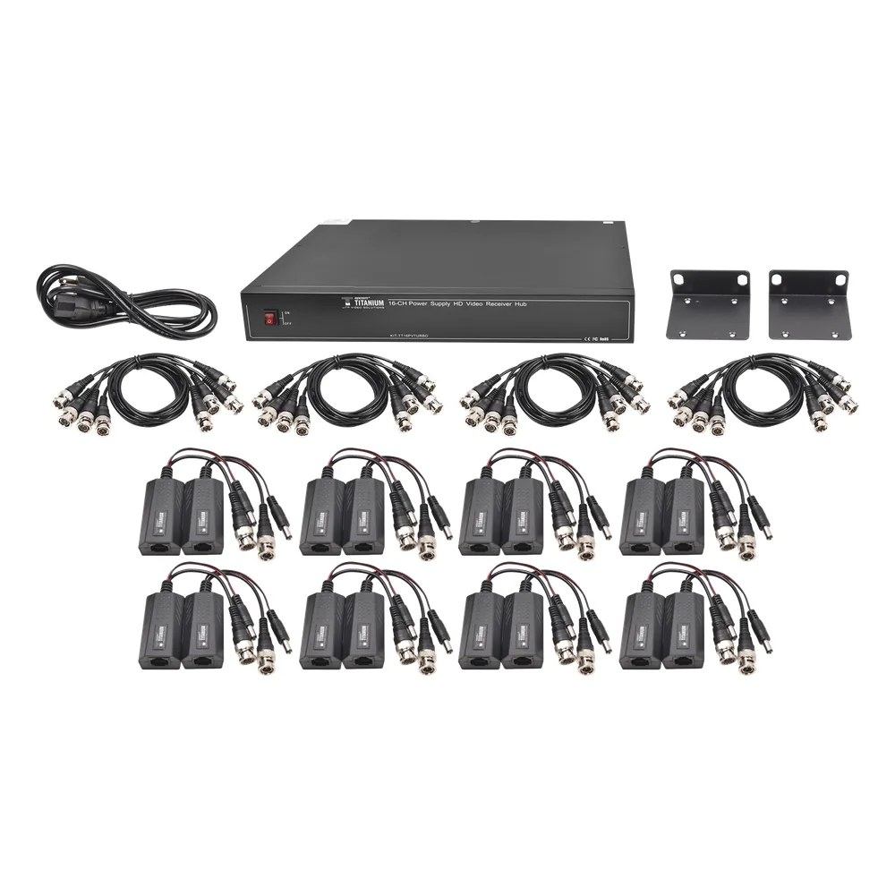 Kit de 16 canales para transmisión de ALIMENTACION (NO SOPORTA COAXITRON)( de 36 Vcc a 12 Vcc) y video (HD-TVI) a distancias de hasta 250 m.