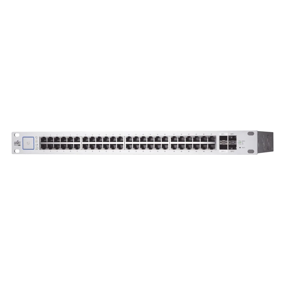 UniFi Switch PoE+/ Pasivo 24V, Administrable de 48 puertos 10/100/1000 Mbps, 2 puertos SFP Gigabit , 2 puertos SFP+ 10 G, 500W