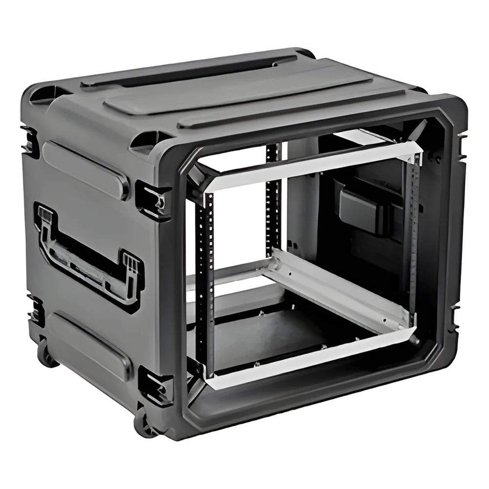 Gabinete Plástico Móvil con Amortiguador con Rack de 19" 10 Unidades.