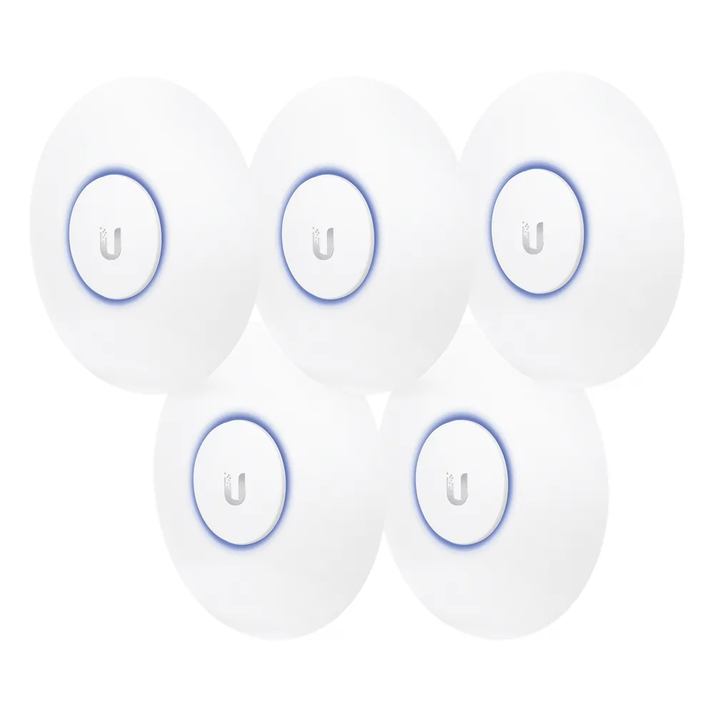 Paquete de 5 Access Point UniFi, doble banda 802.11ac, MIMO 2X2, soporta 100 clientes, hasta 867 Mbps, para interior, PoE 802.3af.