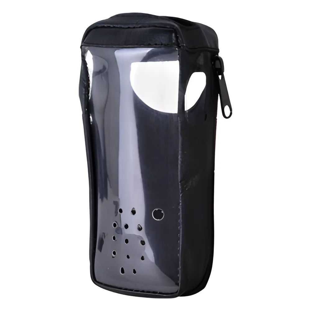 Funda Reforzada en Piel para Cinto, con Cierre y Amplio Visor Frontal Transparente para Aéreos IC-A24 e IC-A6.