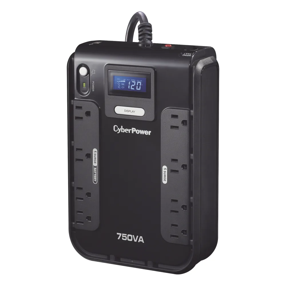 UPS de 750 VA/420 W, Topología Standby, Entrada 120 Vca NEMA 5-15P, Tipo Gabinete Compacto, Con 8 Tomas NEMA 5-15R