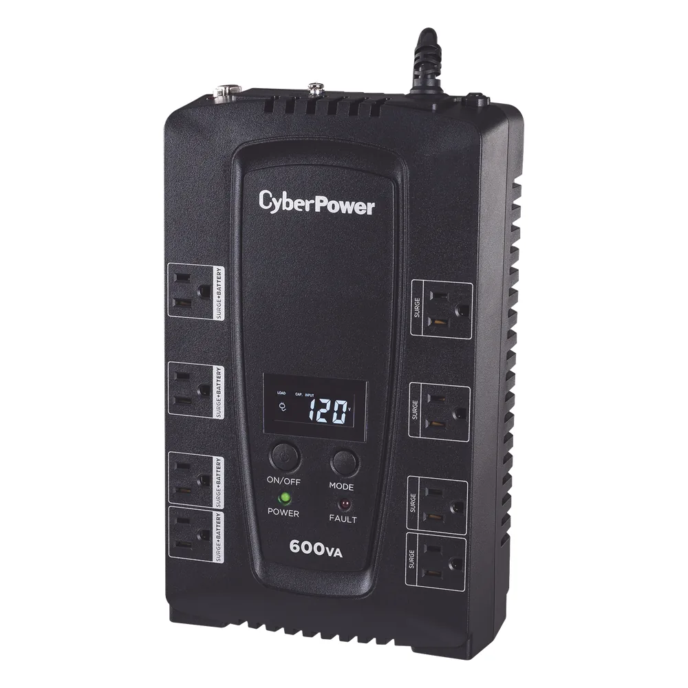 UPS de 600 VA/340 W, Topología Standby, Entrada 120 Vca NEMA 5-15P, Tipo Gabinete Compacto, Con 8 Tomas NEMA 5-15R