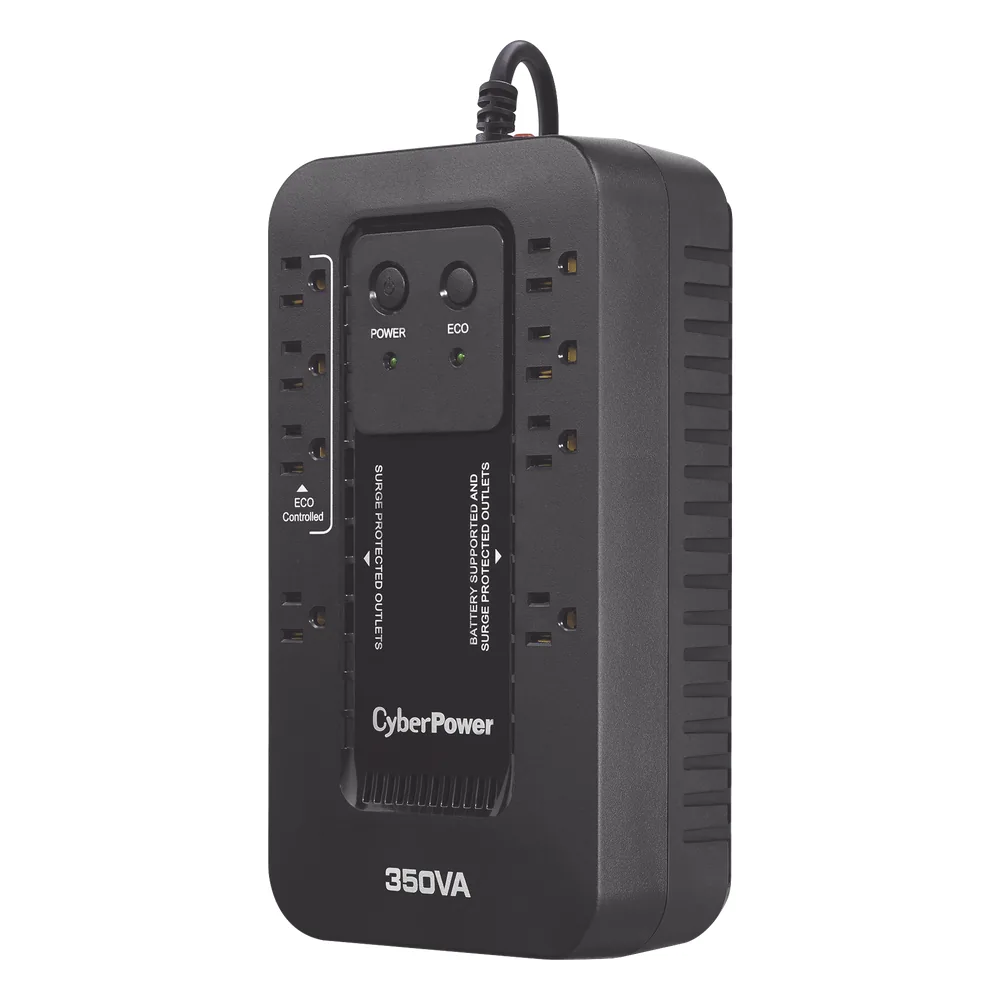 UPS de 350 VA/255 W, Topología Standby con Modo Ahorrador ECO, Entrada 120 Vca NEMA 5-15P, Con 8 Tomas NEMA 5-15R